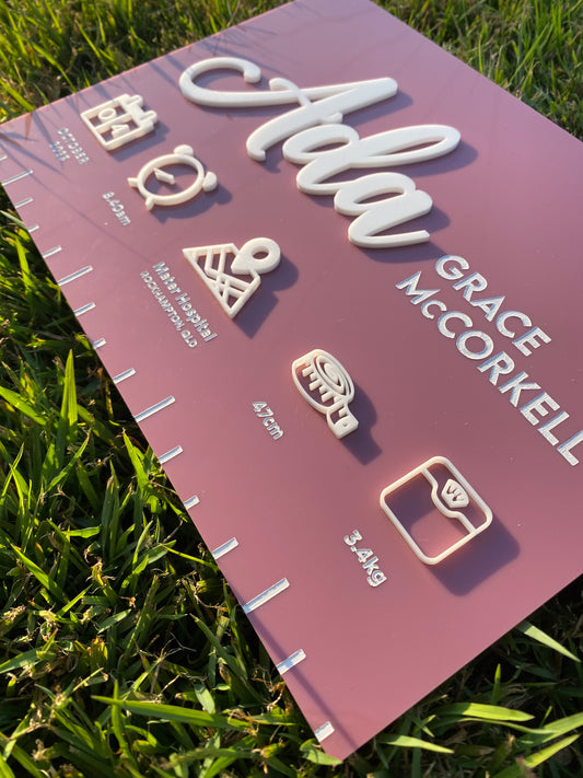 Custom Birth Stats Keepsake - Personalised Baby Gift with Name, Date & Weight