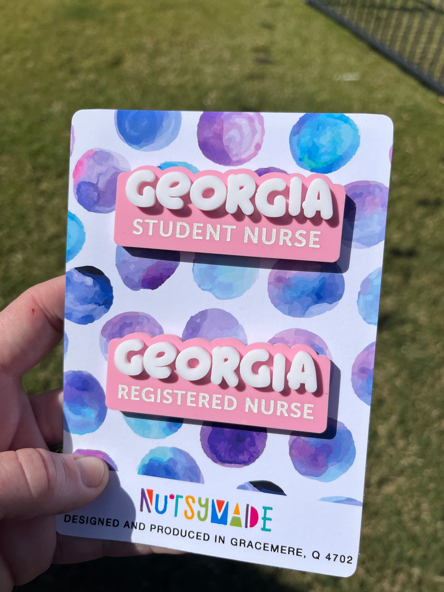 Custom Name Badge - Personalised Acrylic ID Tag - Magnetic Back or Pin Back