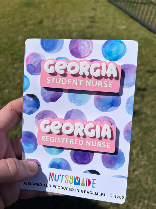 Custom Name Badge - Personalised Acrylic ID Tag - Magnetic Back or Pin Back