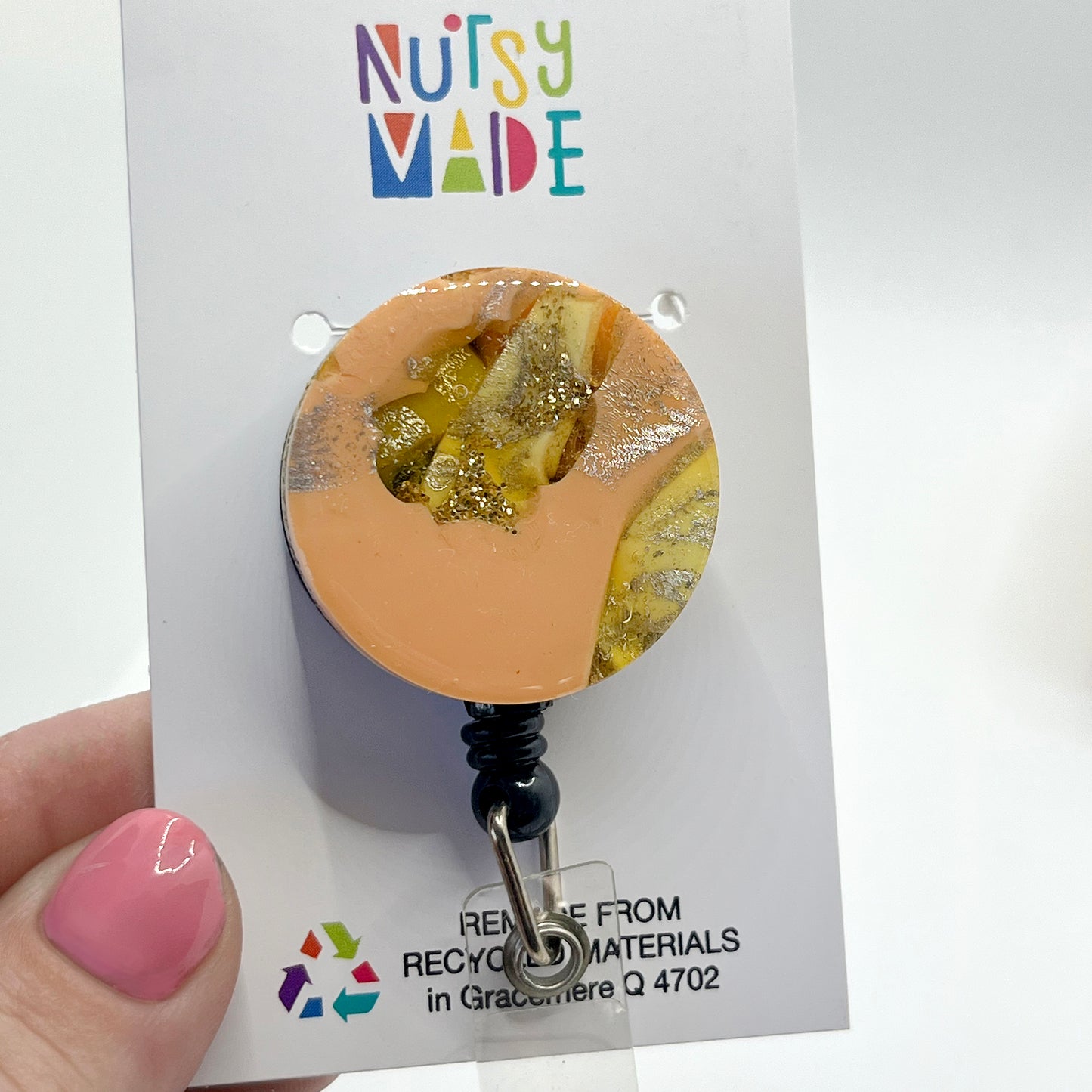 Recycled Acrylic Badge Reel - Eco-Friendly Professional Retractable ID Badge Holder