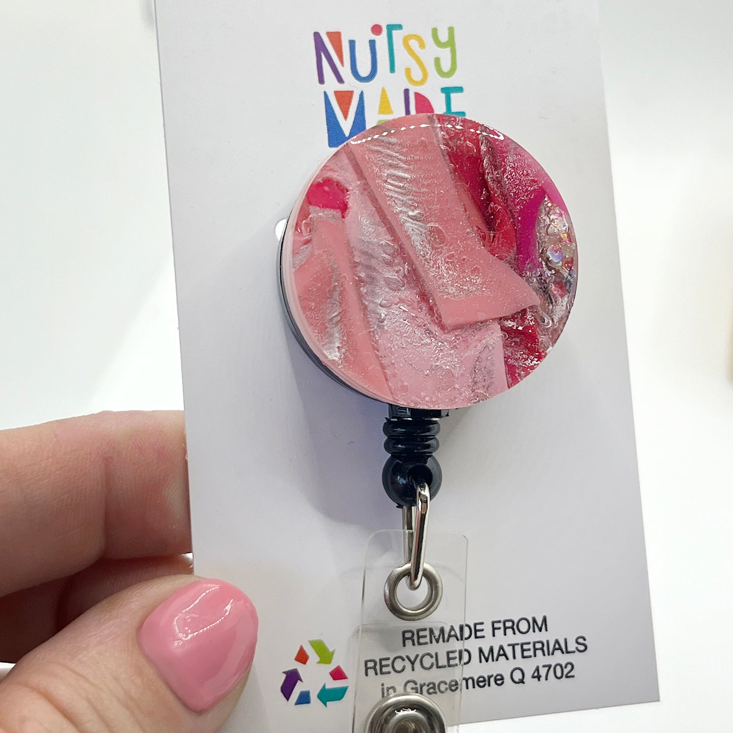 Recycled Acrylic Badge Reel - Eco-Friendly Professional Retractable ID Badge Holder