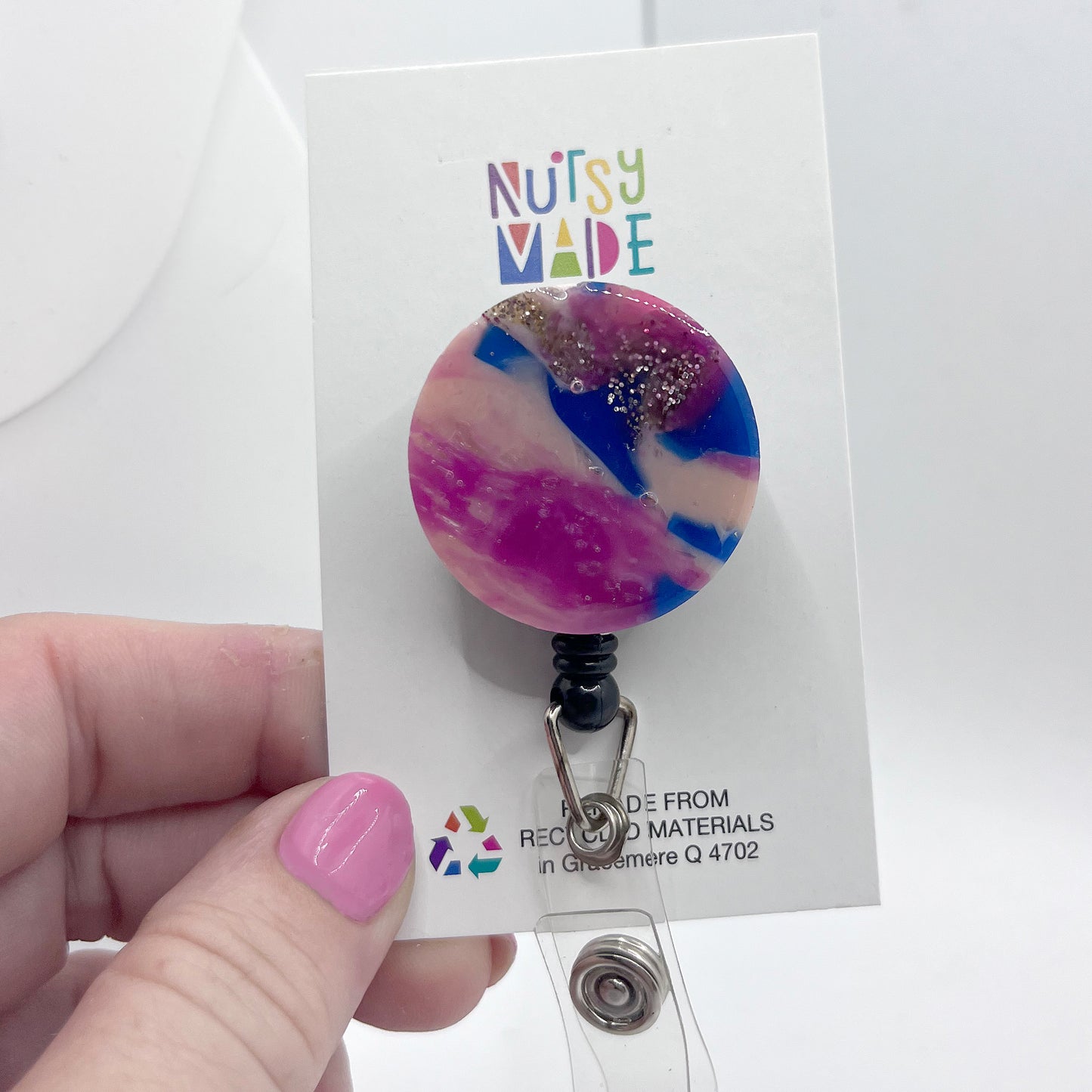 Recycled Acrylic Badge Reel - Eco-Friendly Professional Retractable ID Badge Holder