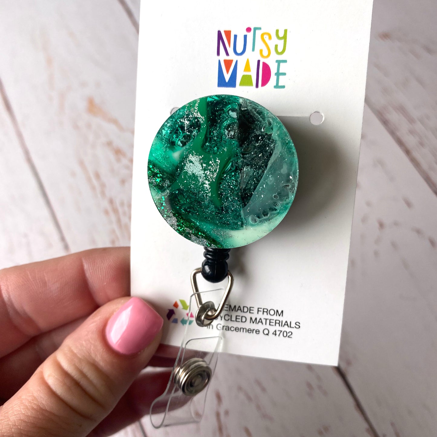 Recycled Acrylic Badge Reel - Eco-Friendly Professional Retractable ID Badge Holder