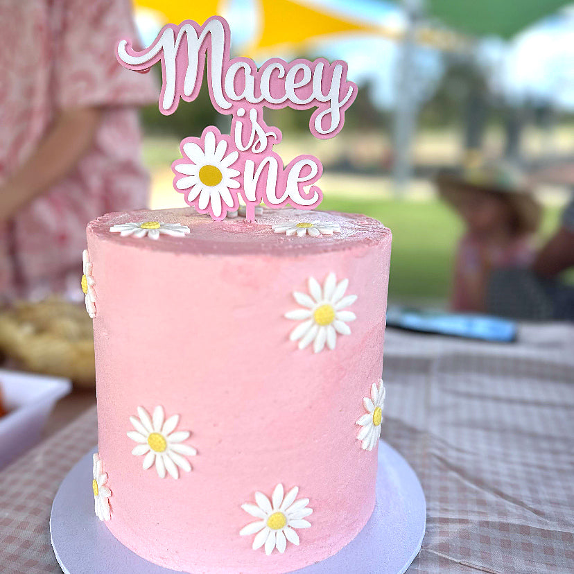 Daisy First Birthday - Custom Cake Topper – Floral One - Party Decoration