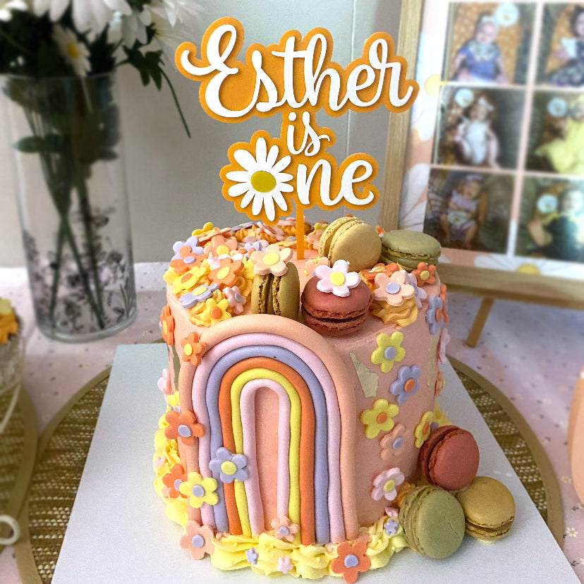 Daisy First Birthday - Custom Cake Topper – Floral One - Party Decoration