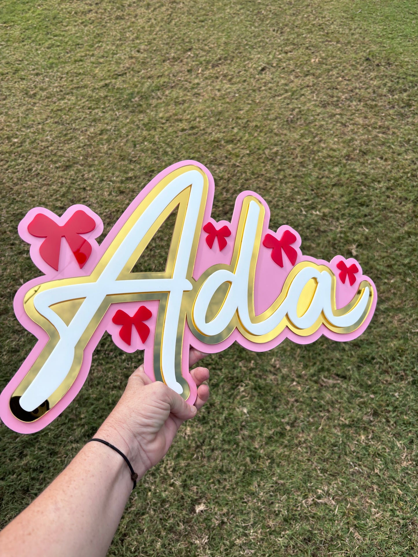 Acrylic Name Sign - Triple Layer - with Bows