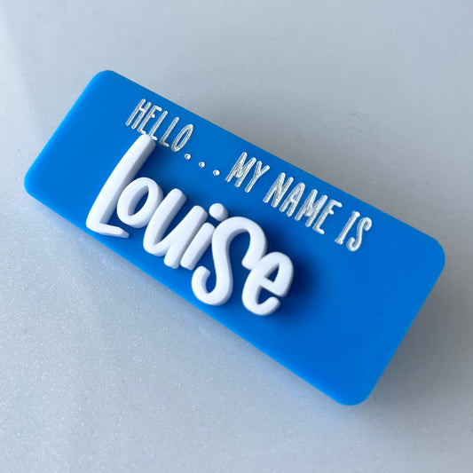 Custom Name Badge - Personalised ID Name Tag - Magnetic Back or Pin Back