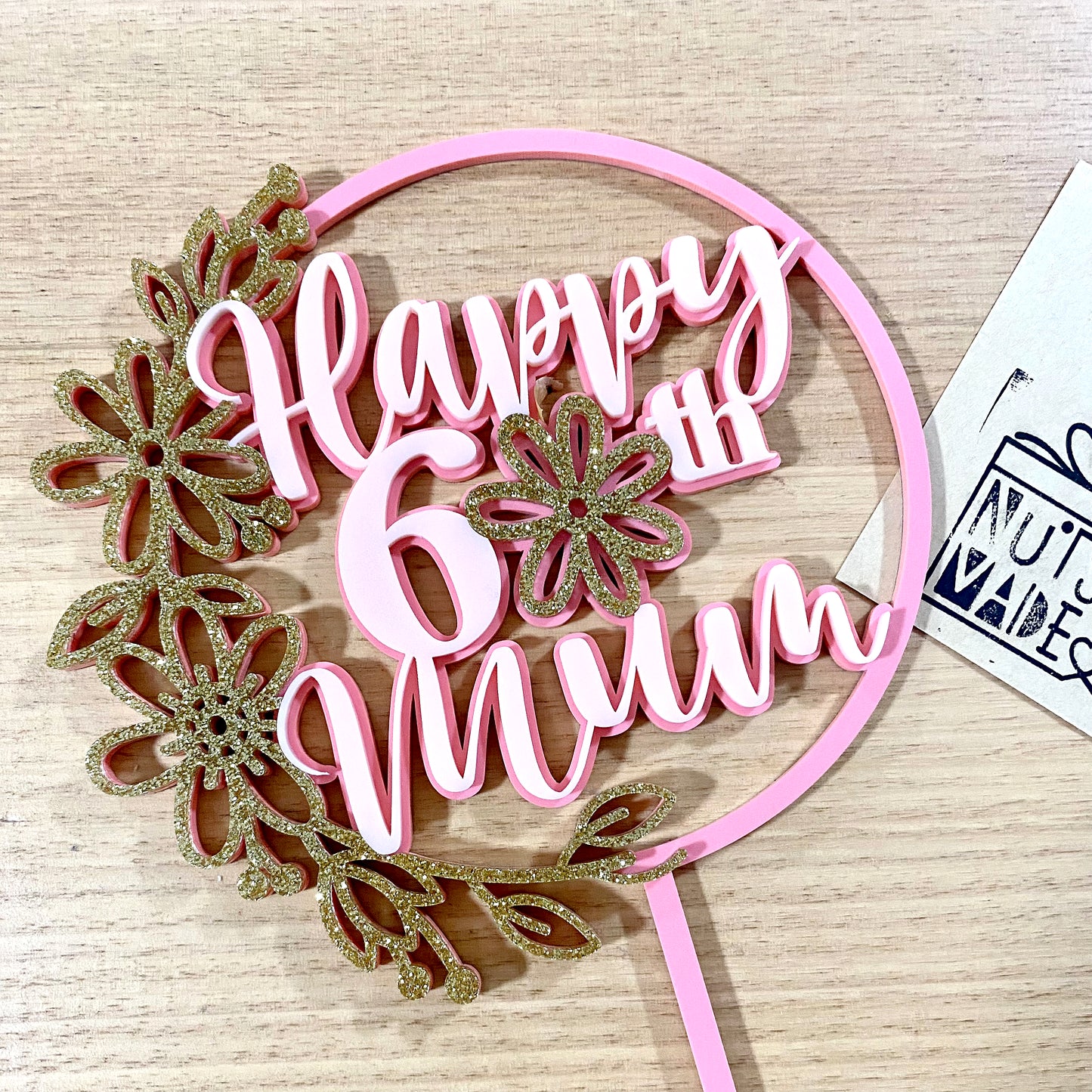 Floral Wreath Topper - Your Custom Text