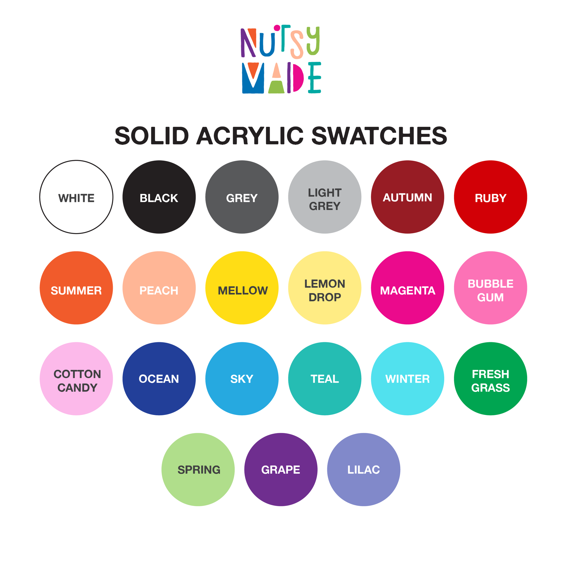 Colour options for Acrylic