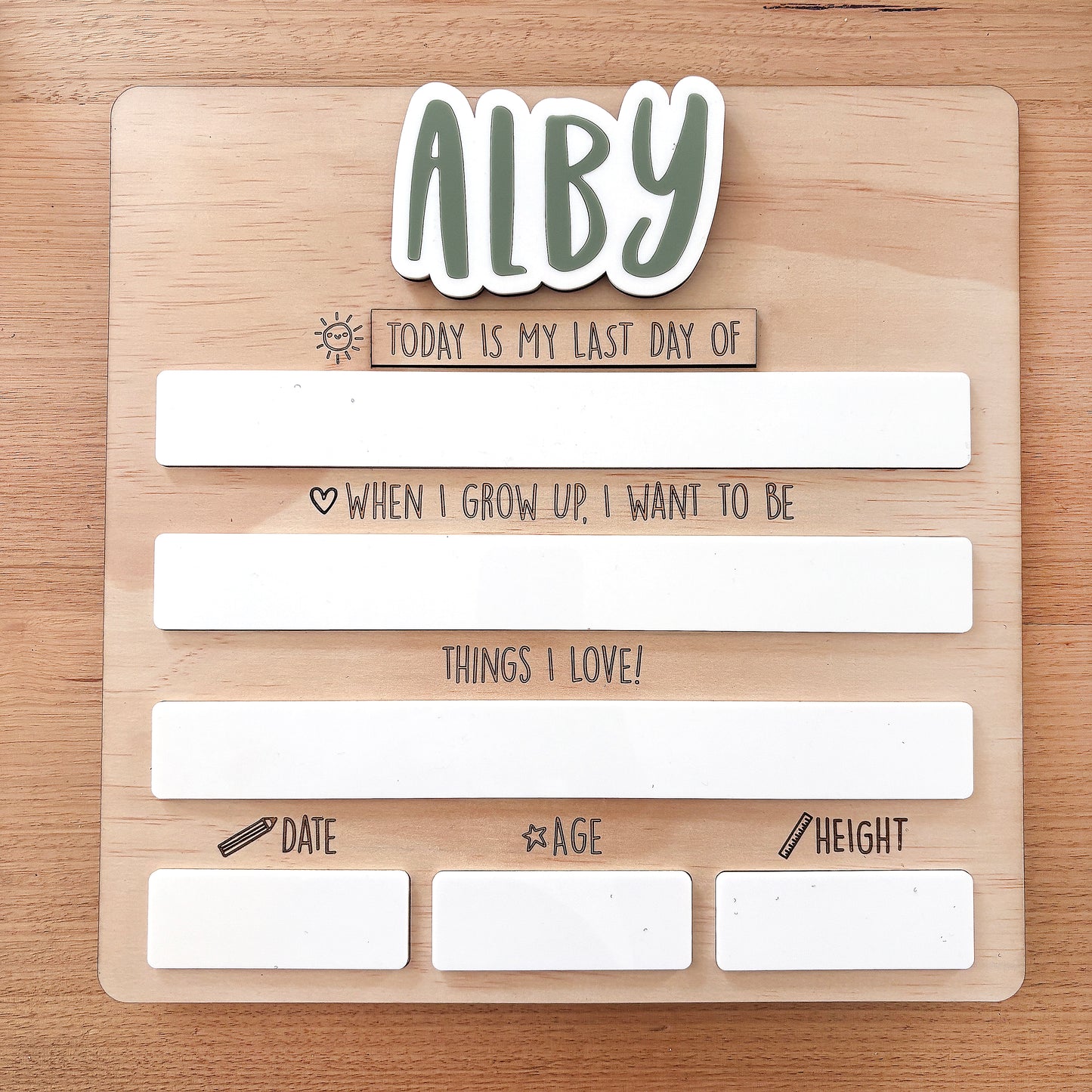 First Day - Last Day - School Board - Kindy - Memories Photo Prop