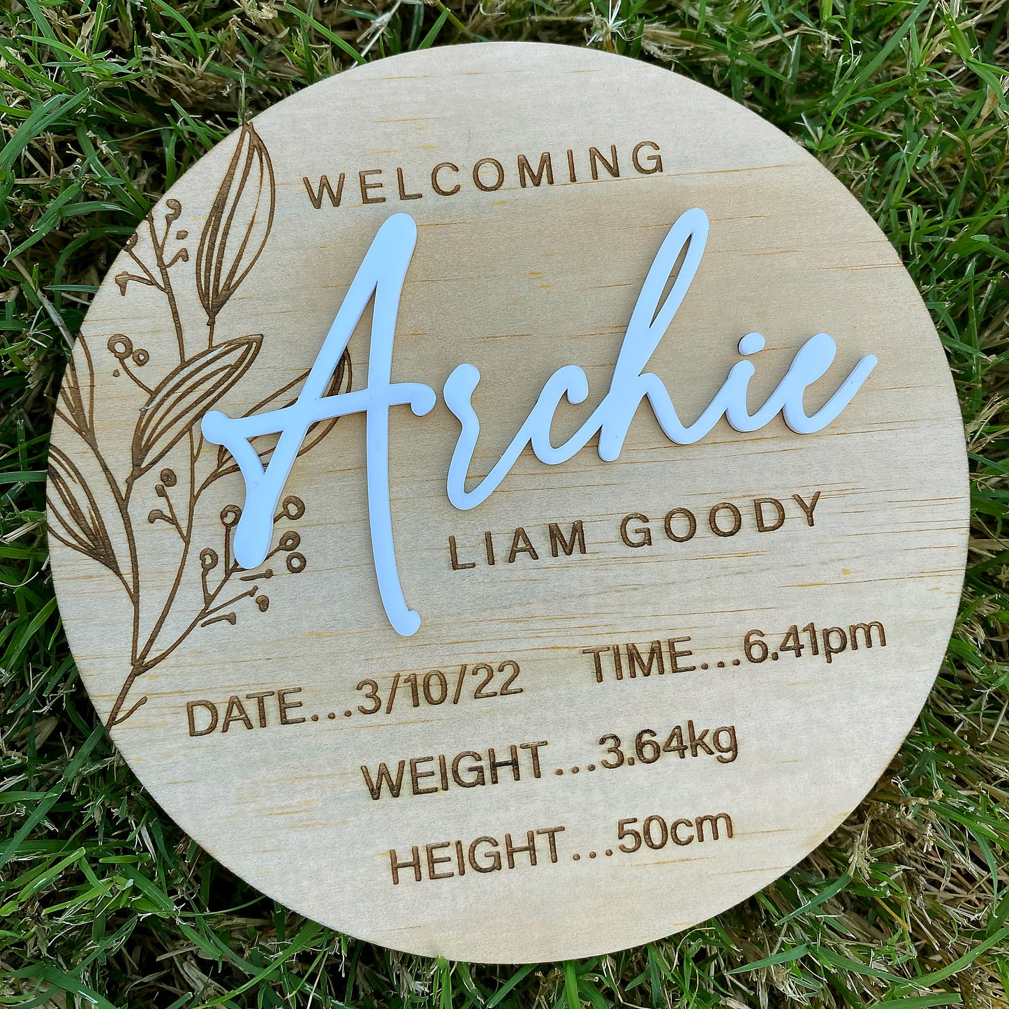 Birth Announcement - Simple Round with Birth Details