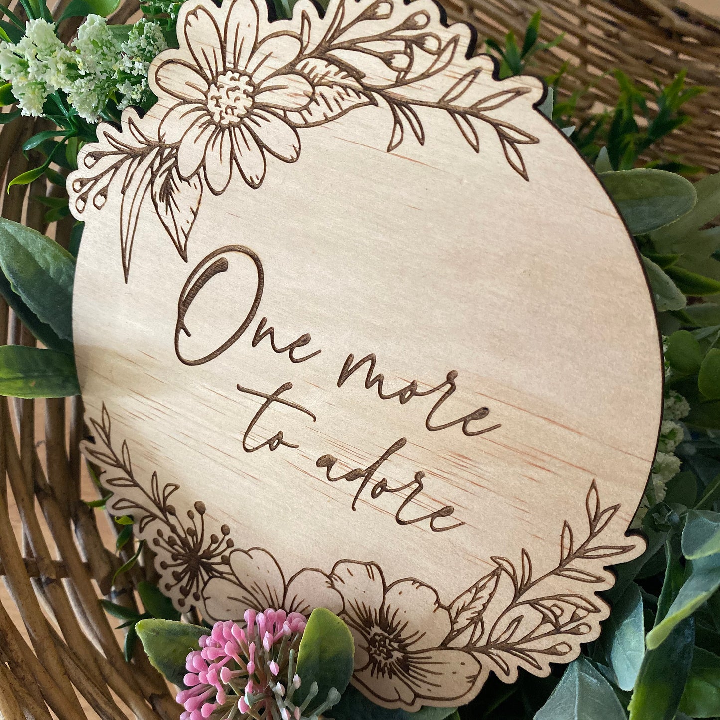 Floral Pregnancy Announcement - Timber Photo Prop - Maternity Gift