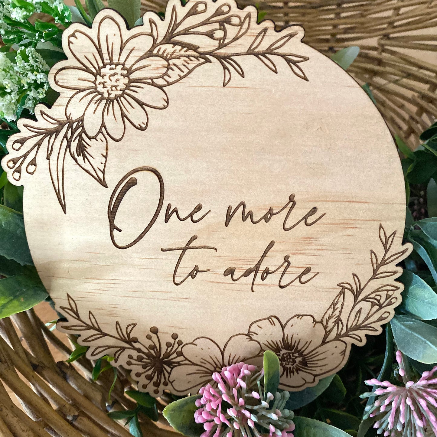 Floral Pregnancy Announcement - Timber Photo Prop - Maternity Gift