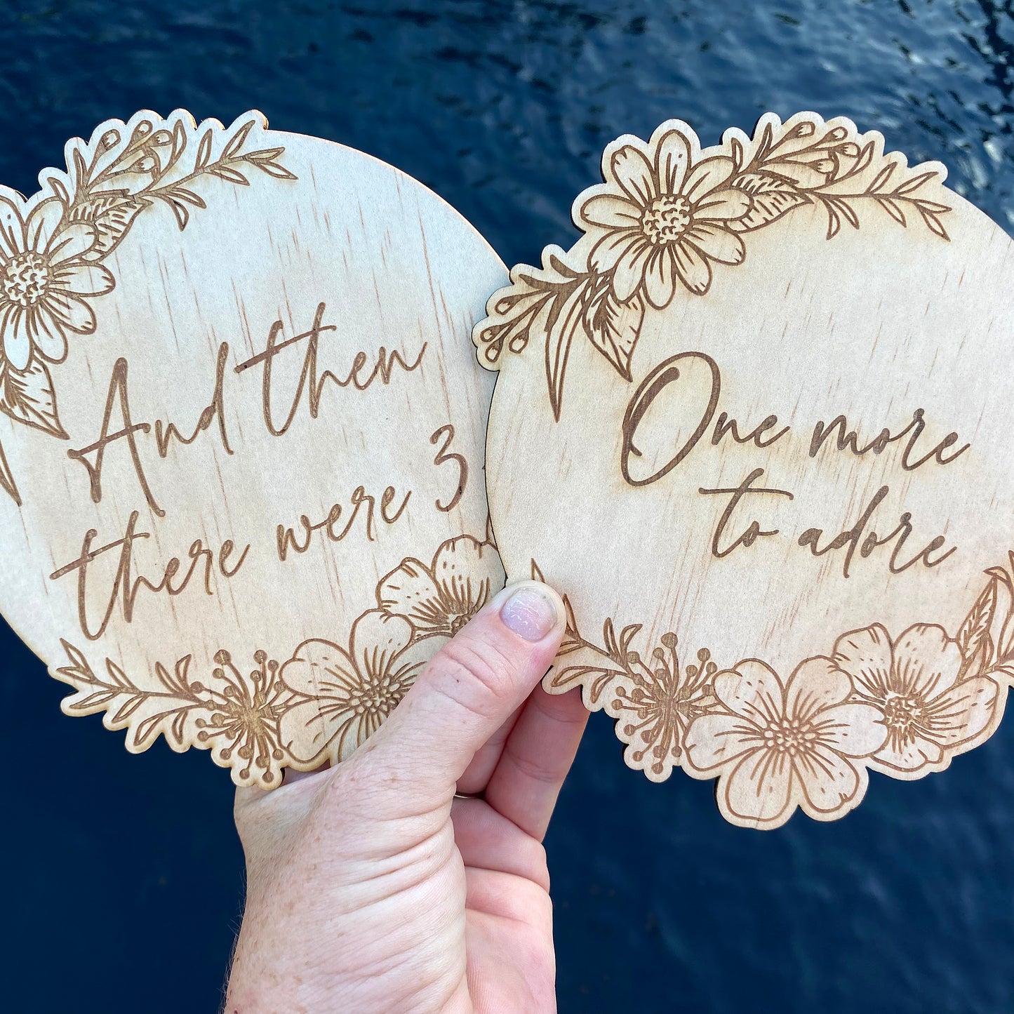 Floral Pregnancy Announcement - Timber Photo Prop - Maternity Gift