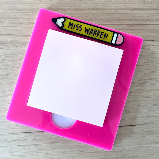 Post it Note Holder - Custom Engraving - Memo block - Teacher gift