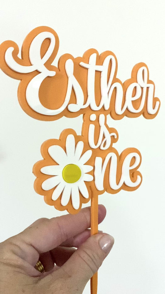 Daisy First Birthday - Custom Cake Topper – Floral One - Party Decoration