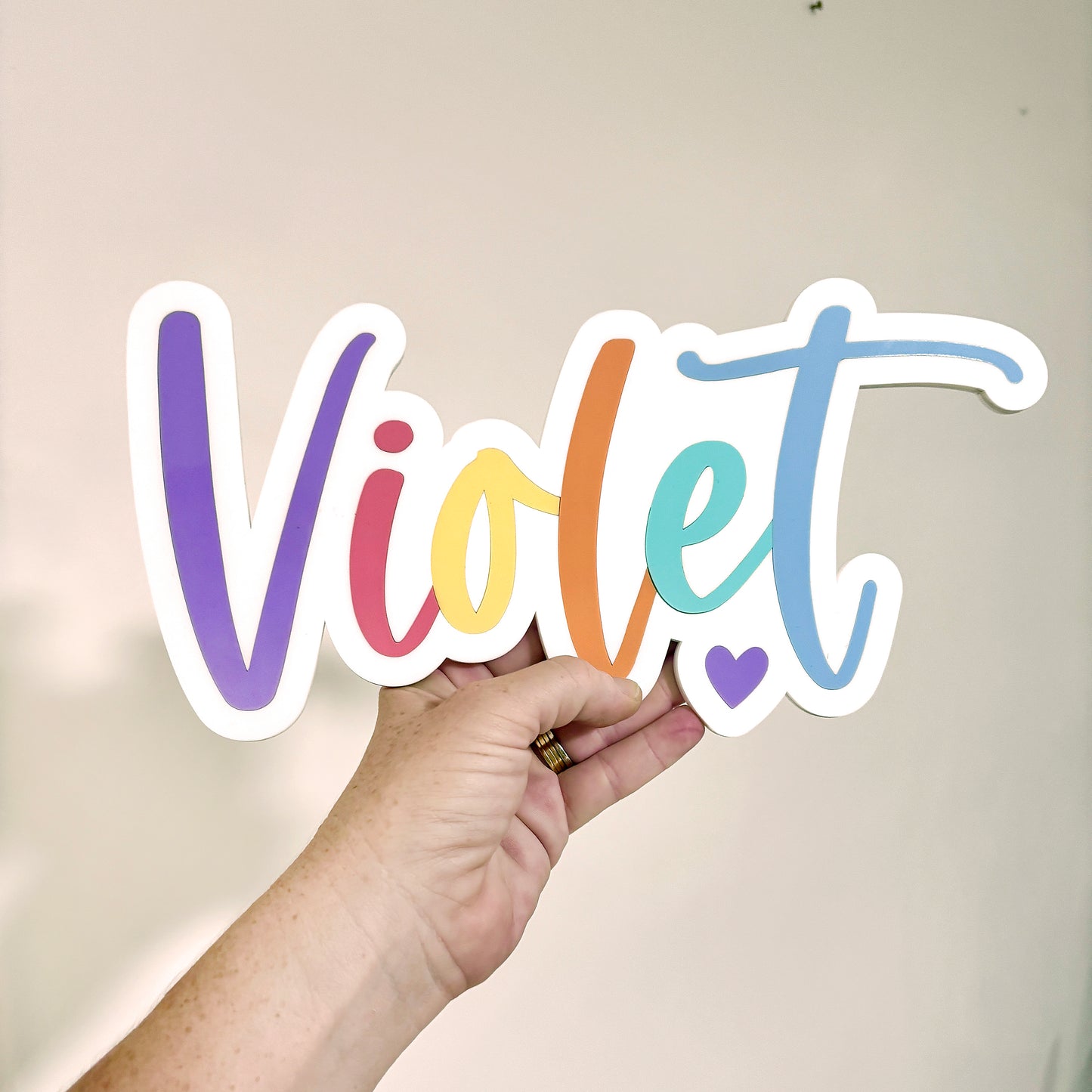 Pastel Rainbow Script Name Sign