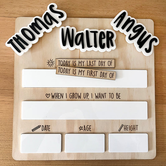 First Day - Last Day - School Board - Kindy - Memories Photo Prop