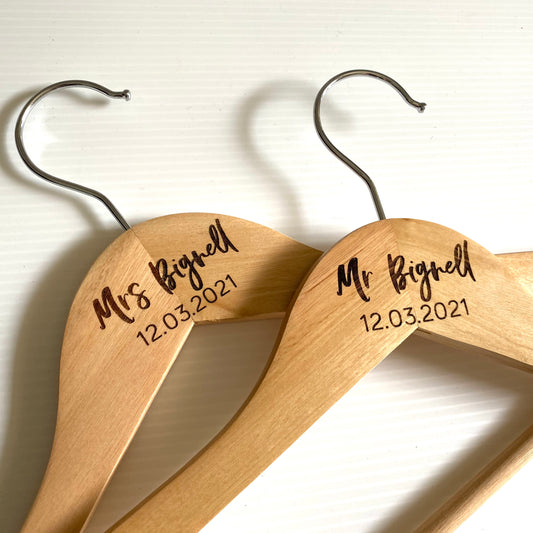 Engraved Timber Hangers - Wedding Day - Bridal Accessories